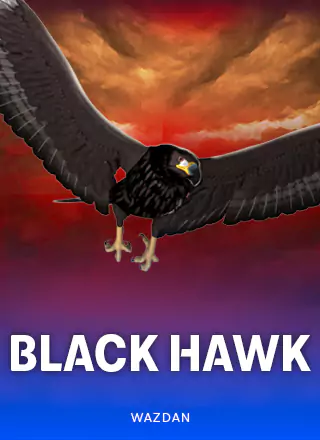 ภาพเหยี่ยวดำกางปีกบนหน้าผาในเกมสล็อต Black Hawk